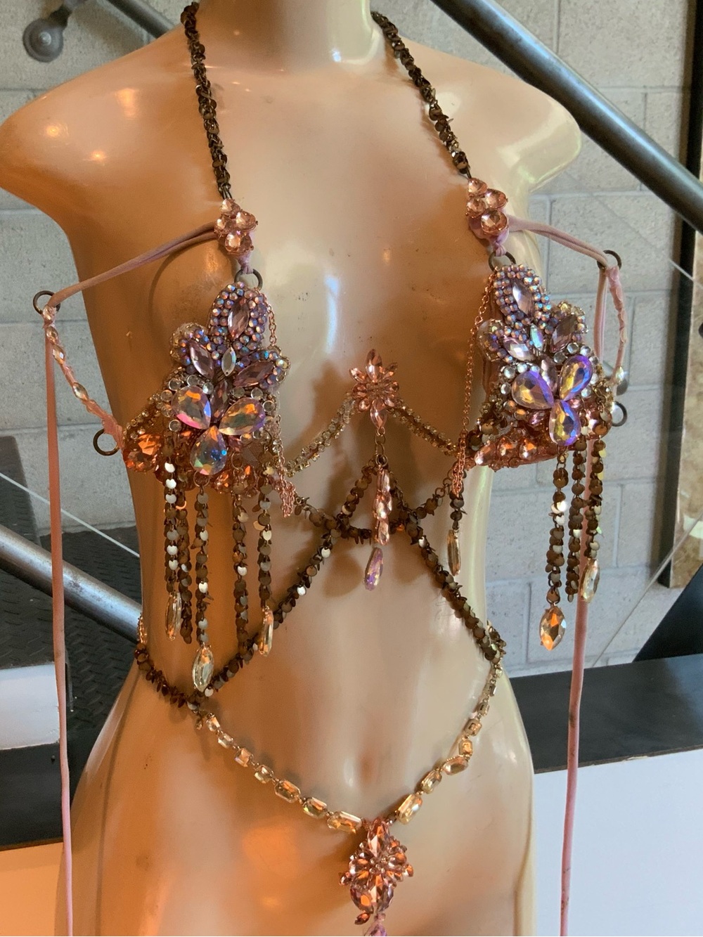 Bejeweled bra suit. Very pretty.